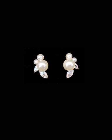 Bridal earrings - petite pearl and crystal stud - Stella by Johnny b at Kezani