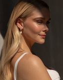 wedding earrings - modern classic crystal stud with pearl drop - Skylar mini by Lola Knight