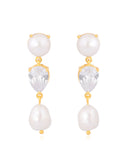 wedding earrings - modern statement pearl and pear crystal drop - Celine by Lola Knight