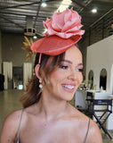 Race day crown and fascinators -coral pink hatinator - Kassy at Kezani