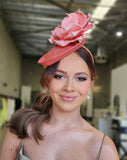 Race day crown and fascinators -coral pink hatinator - Kassy at Kezani