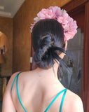 race day crowns and fascinators - dusty rose pink statement floral headband - Pia at Kezani by Fancy a Fascinator - back view