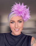 Race day crown and fascinators - lavender double feather flower headband - Evie at Kezani