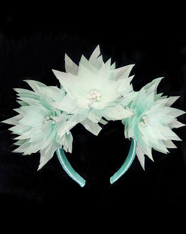 Race day crown and fascinators - mint waterlily feather floral headband - Lily at Kezani