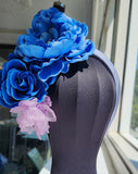 Race day crown and fascinators-  Royal blue and lilac floral headband - Kitty-lee at Kezani