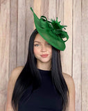 Race day crown and fascinators- stylish forest green hatinator - Haley at Kezani