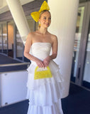 Race day crown and fascinators- yellow bow headband - Loren at Kezani