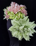 Race day Fascinator - green blush mix with detachable dahlia headband - Enchantment at Kezani