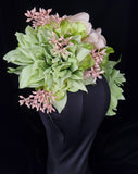 Race day Fascinator - green blush mix with detachable dahlia headband - Enchantment at Kezani