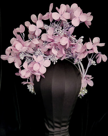 Race day Fascinator - pale lilac hydrangea arty headband - Flutter at Kezani