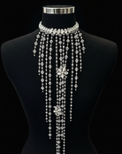 close up of cascading crystals on crystal neck choker by kezani