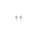 Bridal earrings - art deco baguette crystal stud with pearl drop - Viva pearl by Stephanie Browne