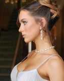 wedding and bridal earrings - baroque pearl and crystal long drop earrings - Nikola by Kezani - side view