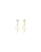 close up of dainty brooklyn earrings  in gold on white background - kezani jewellery
