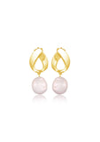 wedding earrings - modern art stud with pearl drop - Willow by Lola Knight