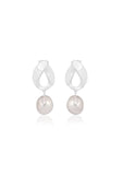 wedding earrings - modern art stud with pearl drop - Willow by Lola Knight