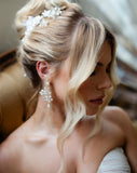 Wedding and Bridal earrings - pearl floral statement earrings - Elizabeth by Kezani