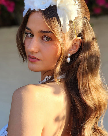 wedding earrings - pearl on pearl modern baroque - Audrey by Lola Knight