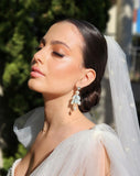 Wedding and Bridal earrings - white opal and pearl statement elegance - Anais by Kezani