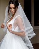 wedding veil - two tier crinoline edge fingertip - Dixie at Kezani