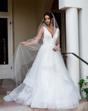 wedding veil - BEST SELLER - one tier train length scatter pearl - Lola at Kezani