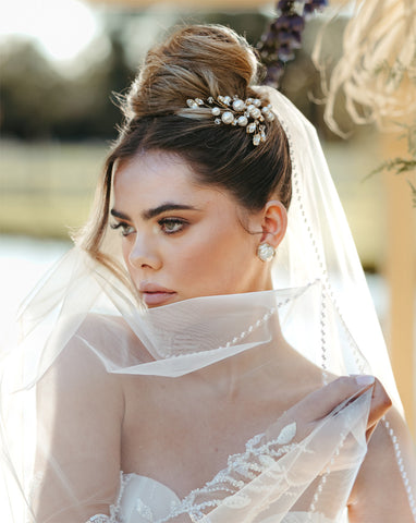 wedding hairpins - crystal and pearl statement vine hairpins - Natasha by Kezani