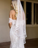 wedding veil - two tier soft feather lace edge  - Billie at Kezani