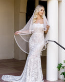 wedding veil - two tier soft feather lace edge  - Billie at Kezani