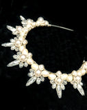 wedding headpiece - clustered pearl crown band with raindrop crystal spikes - Ingrid by Kezani - BUY or HIRE