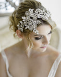 Bridal headpiece - dramatic headband with crystal leaf and metal florals - Florentina band by Kezani - HIRE ONLY