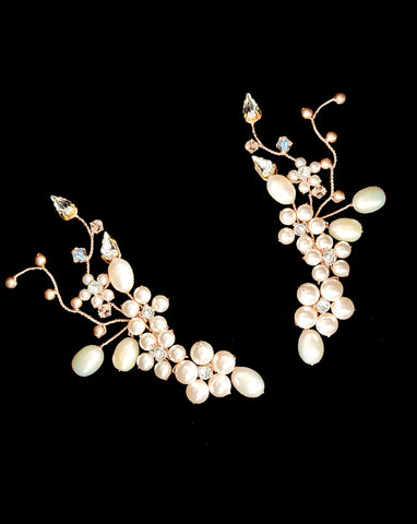 rose gold freshwater pearl floral and vine twin set - the gala bridal set - by kezani perth