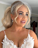 Bridal headpiece - pearl clustered headband with optional crystal birdcage veil - Breeanna glam by Kezani