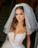 short full double folded layer veil inspired by ariana grande wedding