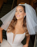 wedding veil - two full layer puff veil with detachable bow - Ariana at Kezani