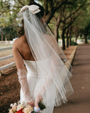 wedding veil - one tier short length scatter pearl - Lola at Kezani