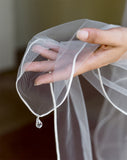 wedding veil - square cut with crystal drops and braid edge - Amari at Kezani