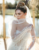 wedding veil - fine angled pearl edge - Melinda at Kezani