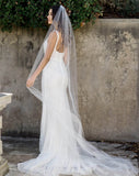 wedding veil - one tier glimmer tulle raw edge - Lucca at Kezani