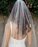wedding veil - one tier glimmer tulle raw edge - Lucca at Kezani