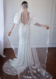 wedding veils - romantic 3d floral with scattered pearls - Gabriella veil by Lola Knight