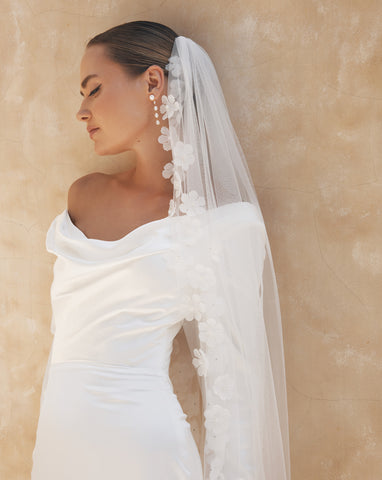 wedding veils -sophisticated 3d floral single tier - Marigold veil by Lola Knight
