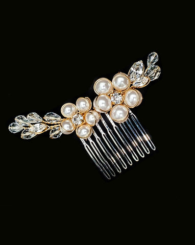 Bridal headpiece - simple pearl floral side comb - Milan Baby Comb by Kezani