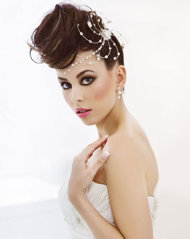 Bridal headpiece - pearl and crystal band - Natalia by Kezani - Kezani Jewellery - 1
