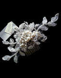 Bridal headpiece - soft romantic lace comb - Chantal by Kezani - Kezani Jewellery - 1