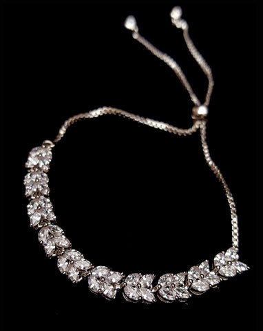NEW ARRIVAL - Bridal and wedding bracelet - Marquise crystal adjustable - Exclusive at Kezani