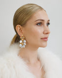 Bridal earrings - gold leaf and freshwater pearl drops - Siam by Stephanie Browne