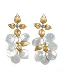 Bridal earrings - gold leaf and freshwater pearl drops - Siam by Stephanie Browne