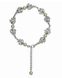 Bridal bracelet- Bocheron pearl and crystal leaf bracelet by Stephanie Browne - KEZANI JEWELLERY - designer bridal jewellery and wedding accessories - 1