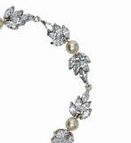 Bridal bracelet- Bocheron pearl and crystal leaf bracelet by Stephanie Browne - KEZANI JEWELLERY - designer bridal jewellery and wedding accessories - 2