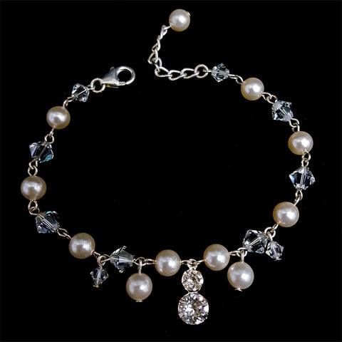 bridal bracelet - Harlow pearl with droplets by Kezani
